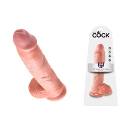 King Cock 10 Inch Dildo w/Balls Beige Flesh