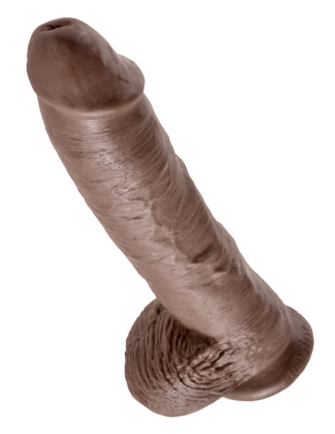 King Cock 10in Dildo w/Balls Brown, Pipedream