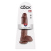 King Cock 10in Dildo w/Balls Brown, Pipedream