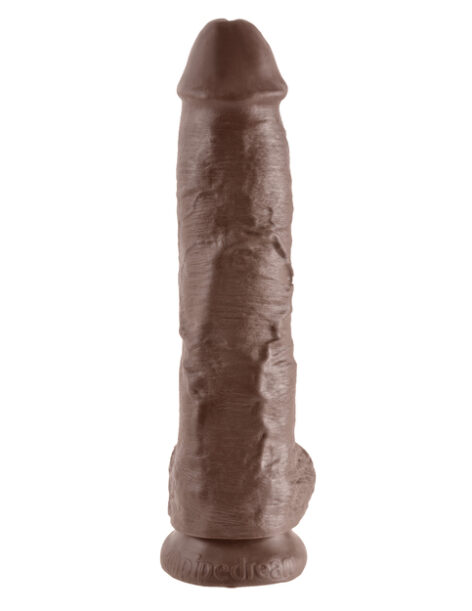 King Cock 10in Dildo w/Balls Brown, Pipedream