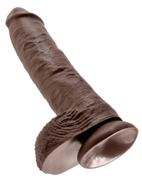 King Cock 10in Dildo w/Balls Brown, Pipedream