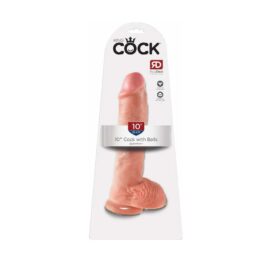 King Cock 10in Dildo w/Balls Beige, Pipedream