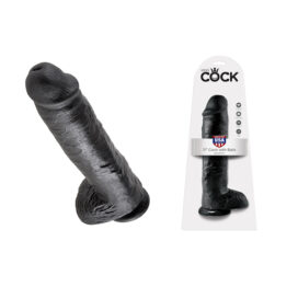 King Cock 11 Inch Dildo w/Balls Black