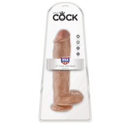 King Cock 11 Inch Dildo w/Balls Tan