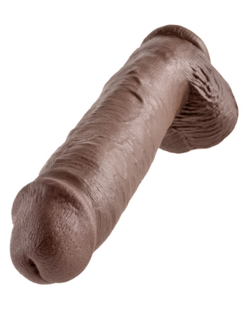 King Cock 11in Dildo w/Balls Brown, Pipedream