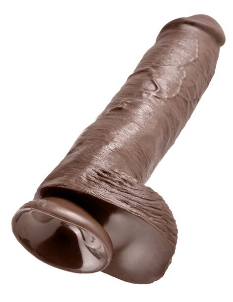 King Cock 11in Dildo w/Balls Brown, Pipedream