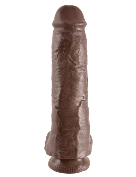 King Cock 11in Dildo w/Balls Brown, Pipedream