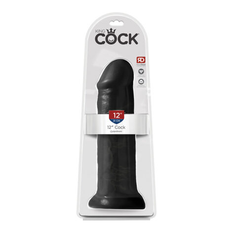 King Cock 12in Dildo Black, Pipedream