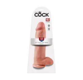 King Cock 12in Dildo w/Balls Beige, Pipedream