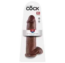 King Cock 12in Dildo w/Balls Brown, Pipedream