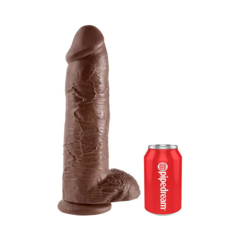 King Cock 12in Dildo w/Balls Brown, Pipedream