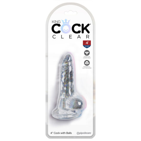 King Cock 4 Inch Dildo w/Balls Clear