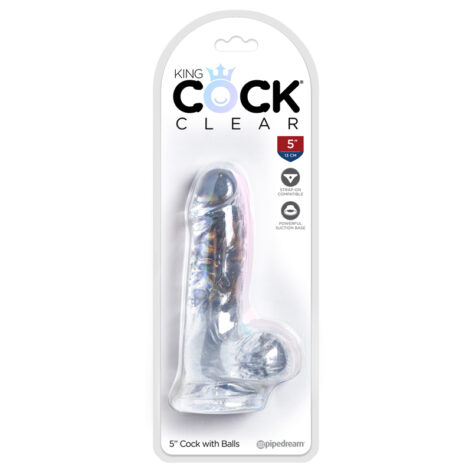 King Cock 5 Inch Dildo w/Balls Clear