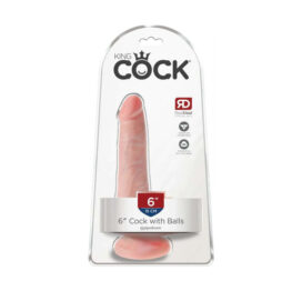 King Cock 6in Dildo w/Balls Beige, Pipedream