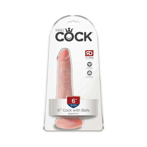 King Cock 6in Dildo w/Balls Beige, Pipedream