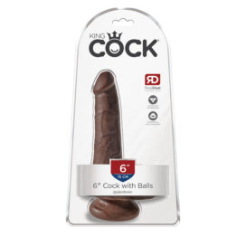 King Cock 6in Dildo w/Balls Brown, Pipedream