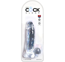 King Cock 7 Inch Dildo w/Balls Clear