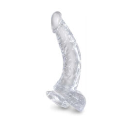 King Cock 7.5in Dildo w/Balls Clear Curved, Pipedream