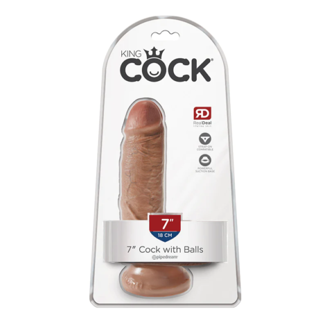 King Cock 7in Dildo w/Balls Tan, Pipedream