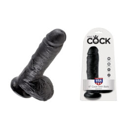 King Cock 8 Inch Dildo w/Balls Black