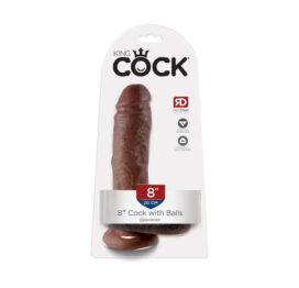 King Cock 8in Dildo w/Balls Brown, Pipedream