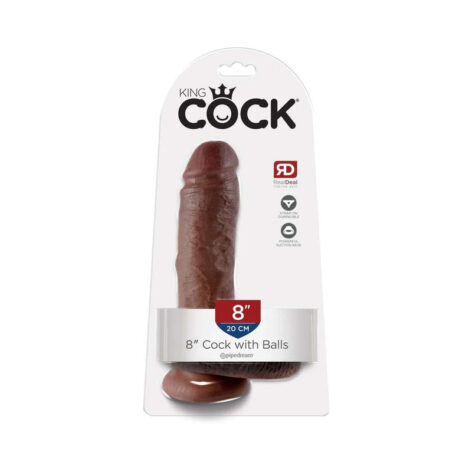 King Cock 8in Dildo w/Balls Brown, Pipedream