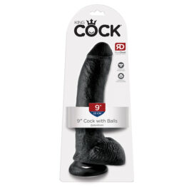 King Cock 9in Dildo w/Balls Black, Pipedream