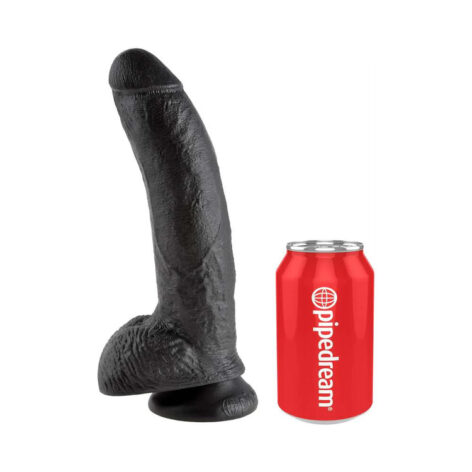 King Cock 9in Dildo w/Balls Black, Pipedream