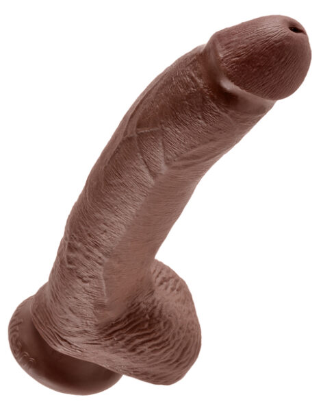 King Cock 9in Dildo w/Balls Brown, Pipedream