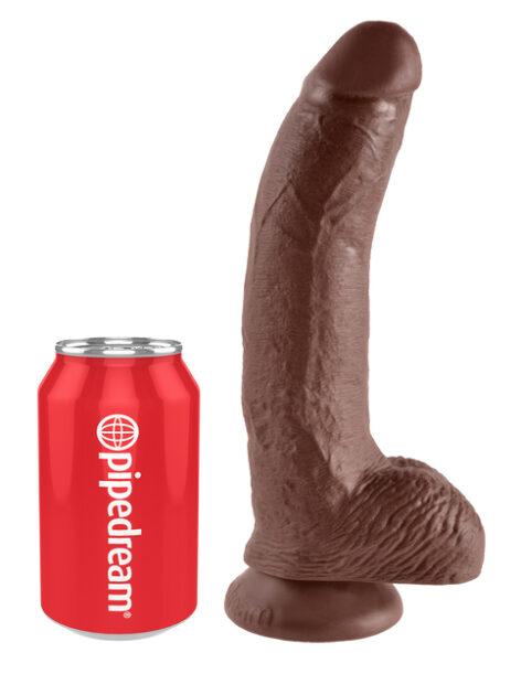 King Cock 9in Dildo w/Balls Brown, Pipedream