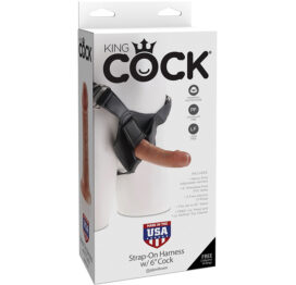 King Cock Strap-On Harness & 6in Dildo Tan