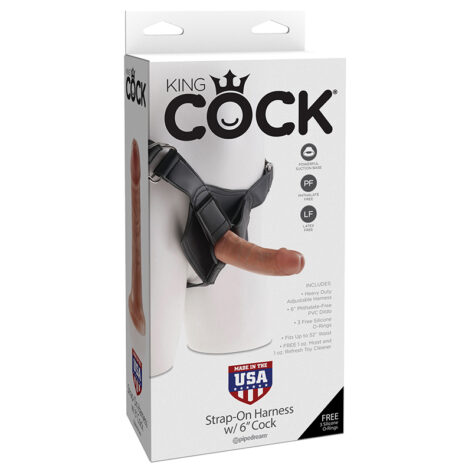 King Cock Strap-On Harness & 6in Dildo Tan