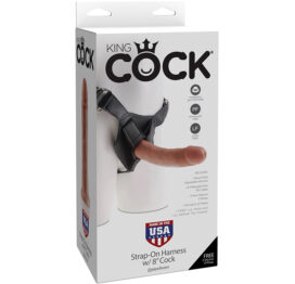 King Cock Strap-On Harness & 8in Cock Tan
