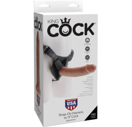 King Cock Strap-On Harness & 9in Cock Tan