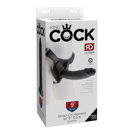 King Cock Strap On Harness & 9in Dildo Black