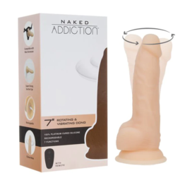 Naked Addiction 7" Dildo Rotating Vibe w/Balls Vanilla, BMS