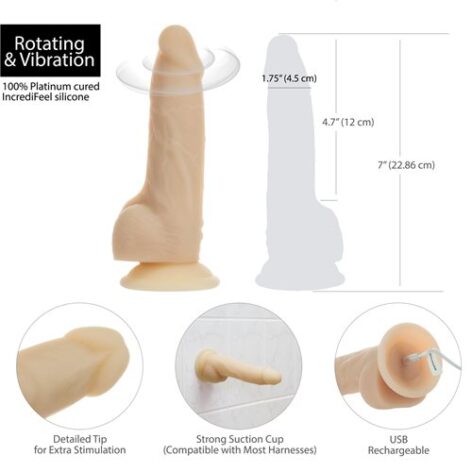 Naked Addiction 7" Dildo Rotating Vibe w/Balls Vanilla, BMS