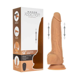 Naked Addiction 9" Dildo Thrusting Caramel w/Balls, BMS