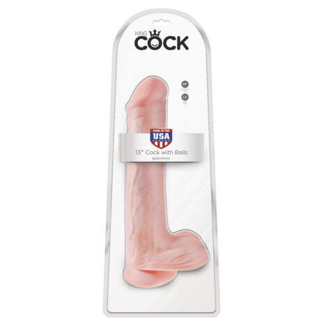 King Cock 13 Inch Dildo w/Balls Beige Flesh