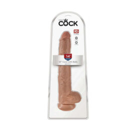 King Cock 14in Dildo w/Balls Tan, Pipedream