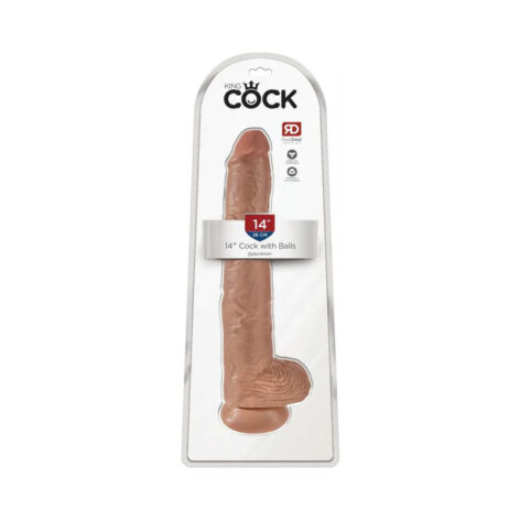 King Cock 14in Dildo w/Balls Tan, Pipedream