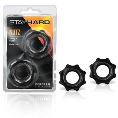 Stay Hard Nutz Cock Rings 2 Pack Black