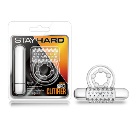 Stay Hard Vibrating Super Clitifier C-Ring Clear