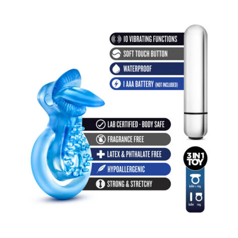 Stay Hard Vibrating Tongue Ring Blue, Blush