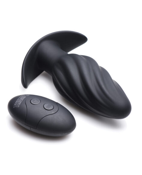 Thump It 7X Swirled Thumping Silicone Anal Plug Black