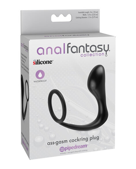 AssGasm Cockring Plug Black, Anal Fantasy, Pipedream