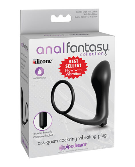 AssGasm Cockring Vibrating Plug Black, Pipedream