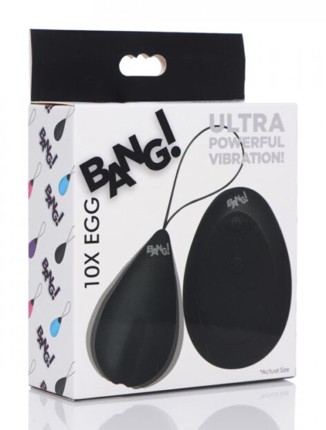 Bang! 10X Vibrating Silicone Egg w/Remote Black