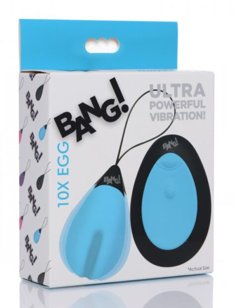 Bang! 10X Vibrating Silicone Egg w/Remote Blue