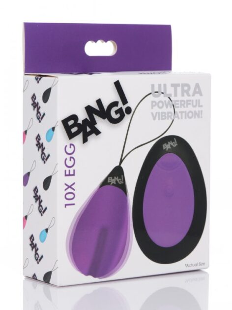 Bang! 10X Vibrating Silicone Egg w/Remote Purple